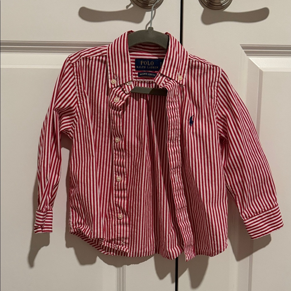 Polo by Ralph Lauren Kids Red and White Striped Button Down Shirt